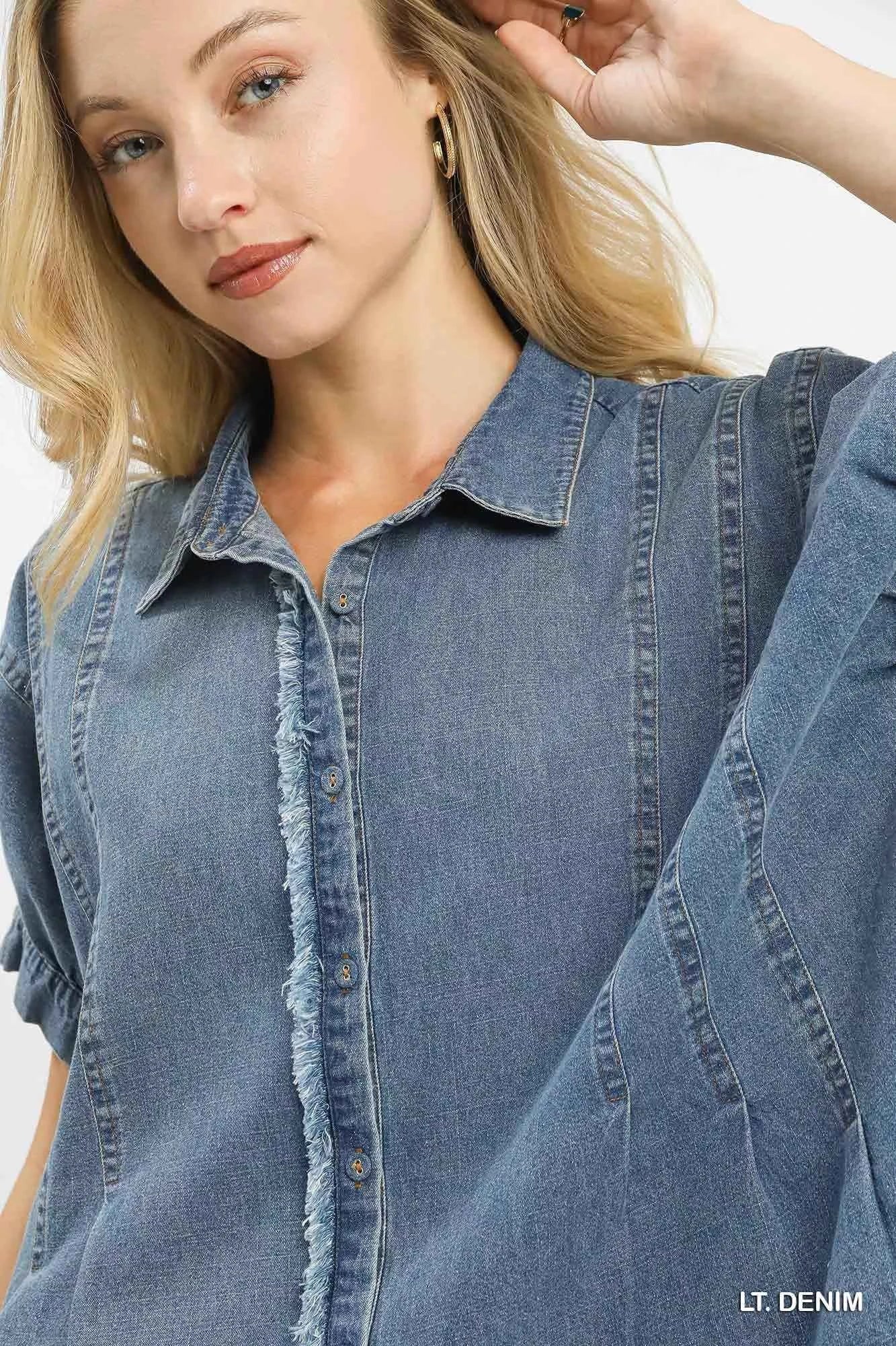 Umgee Washed Denim Oversized Top Umgee Washed Denim Oversized Top