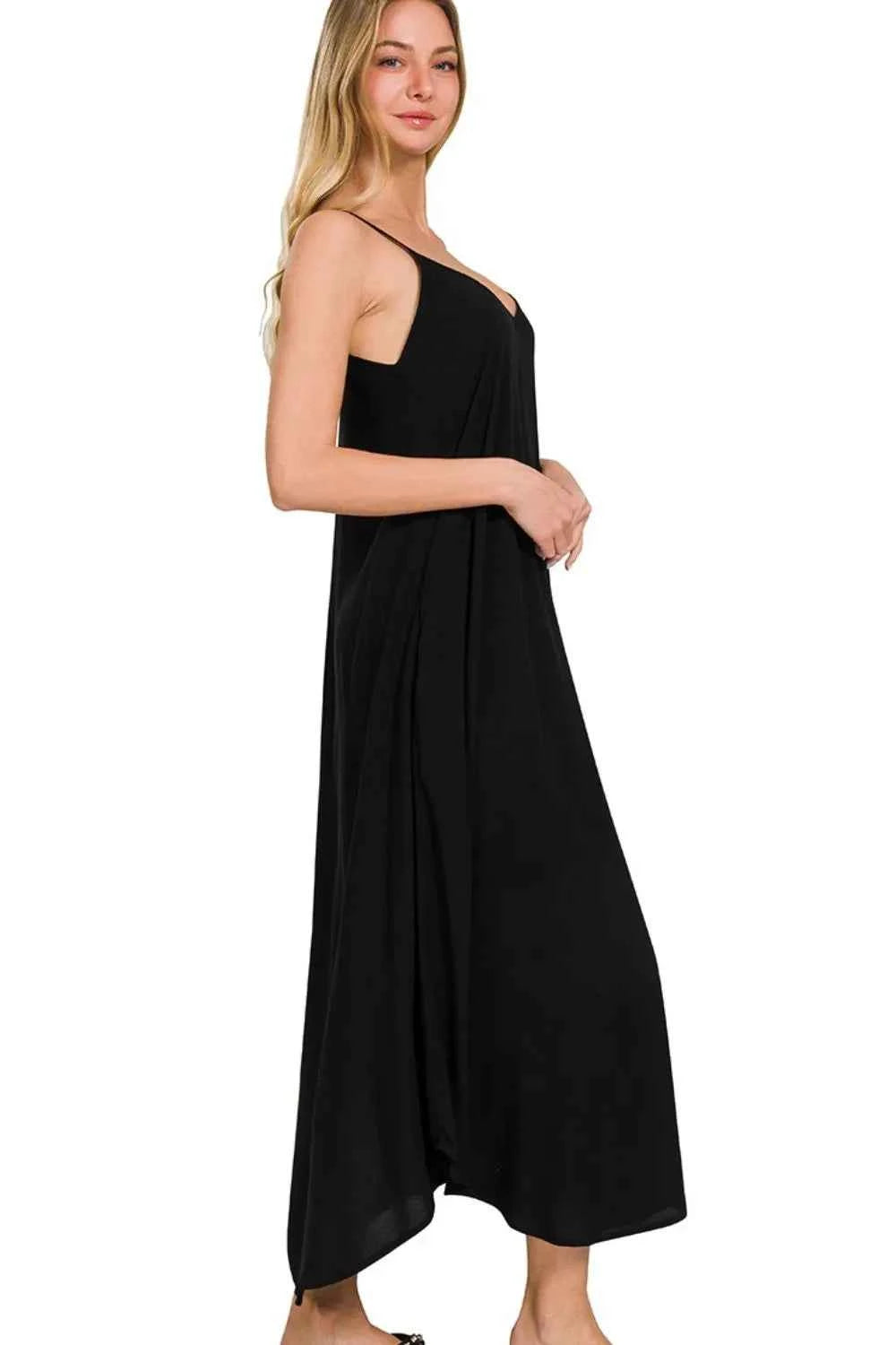 Zenana Woven Arc Hem Cami Dress With Flowy Pockets Zenana Woven Arc Hem Cami Dress With Flowy Pockets