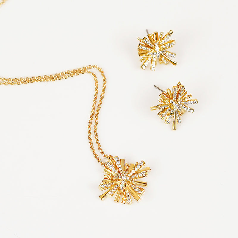 Starburst Gold-Plated Earrings and Necklace Set Starburst Gold-Plated Earrings and Necklace Set