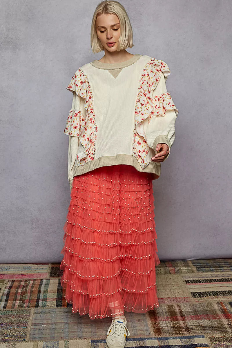 POL Round Neck Sweater with Floral Ruffle Detail 92ae54b5-0229-4443-8549-954868082a0b-Max-Origin