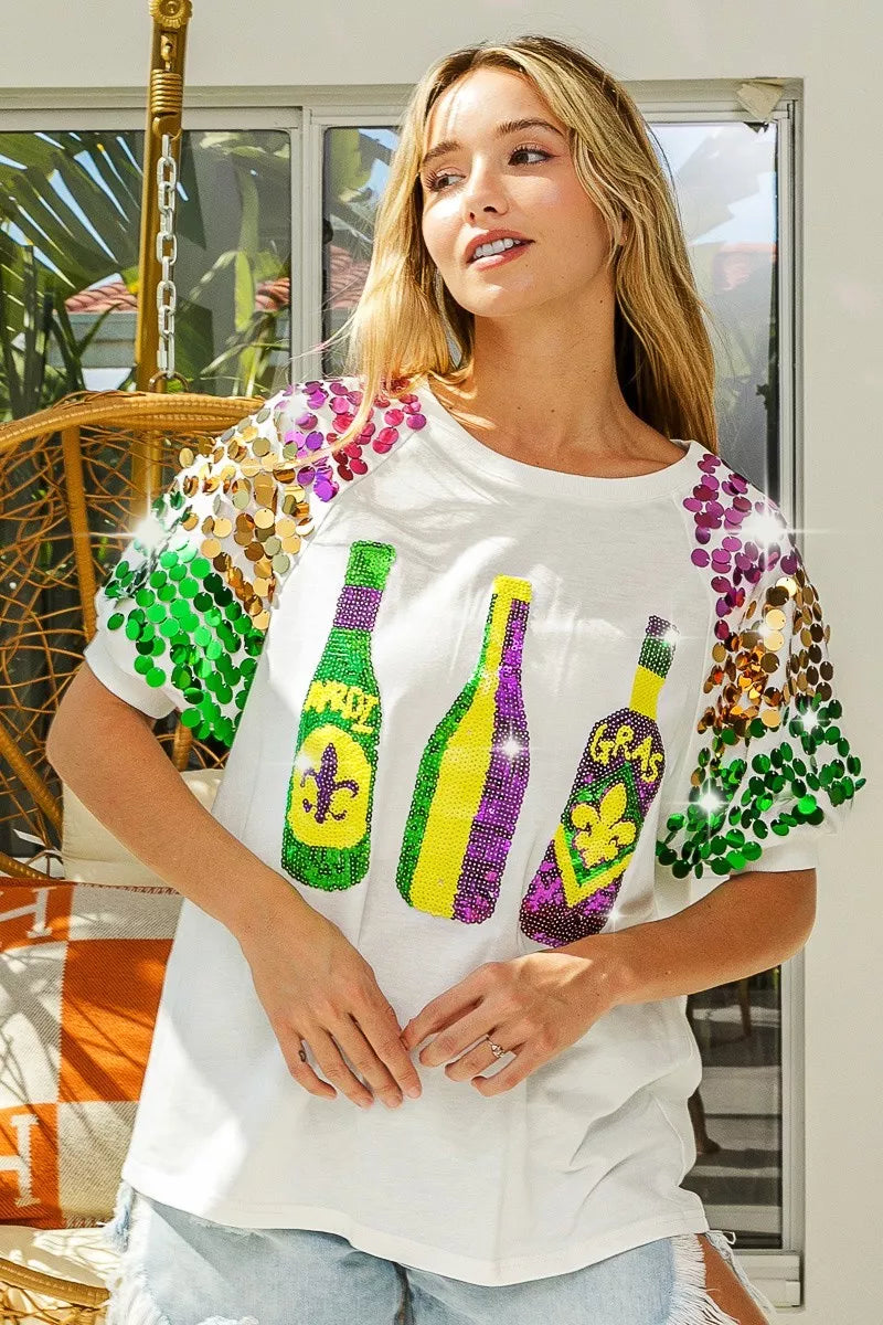 BiBi Sequin Mardi Gras Bottles Spangled Sleeve Top 92e4accd6beb441c83b1eee8fc330cf2-Max-Origin