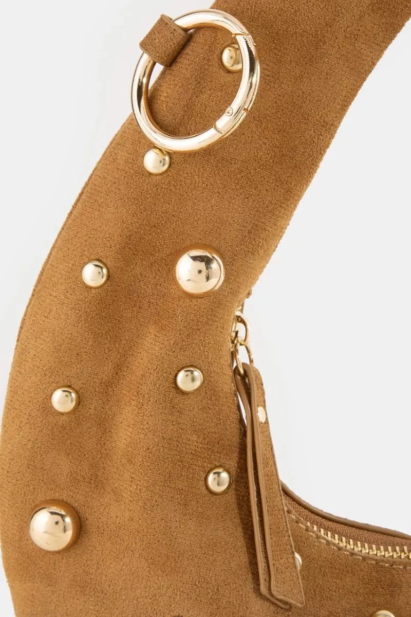 Fame Dome Studded Chrome Crescent Hand Bag 936d6f8f5afe4b1a9b53f65243eb3cd8-Max-Origin