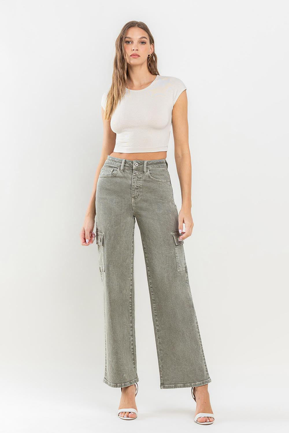 Vervet by Flying Monkey 90's Super High Rise Cargo Jeans Vervet by Flying Monkey 90's Super High Rise Cargo Jeans - TopFashionHQ