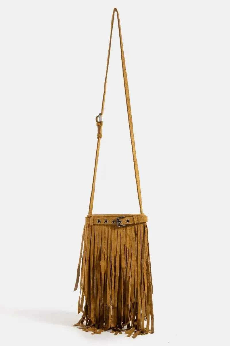 Fame Long Fringe Bucket Shoulder Bag Fame Long Fringe Bucket Shoulder Bag