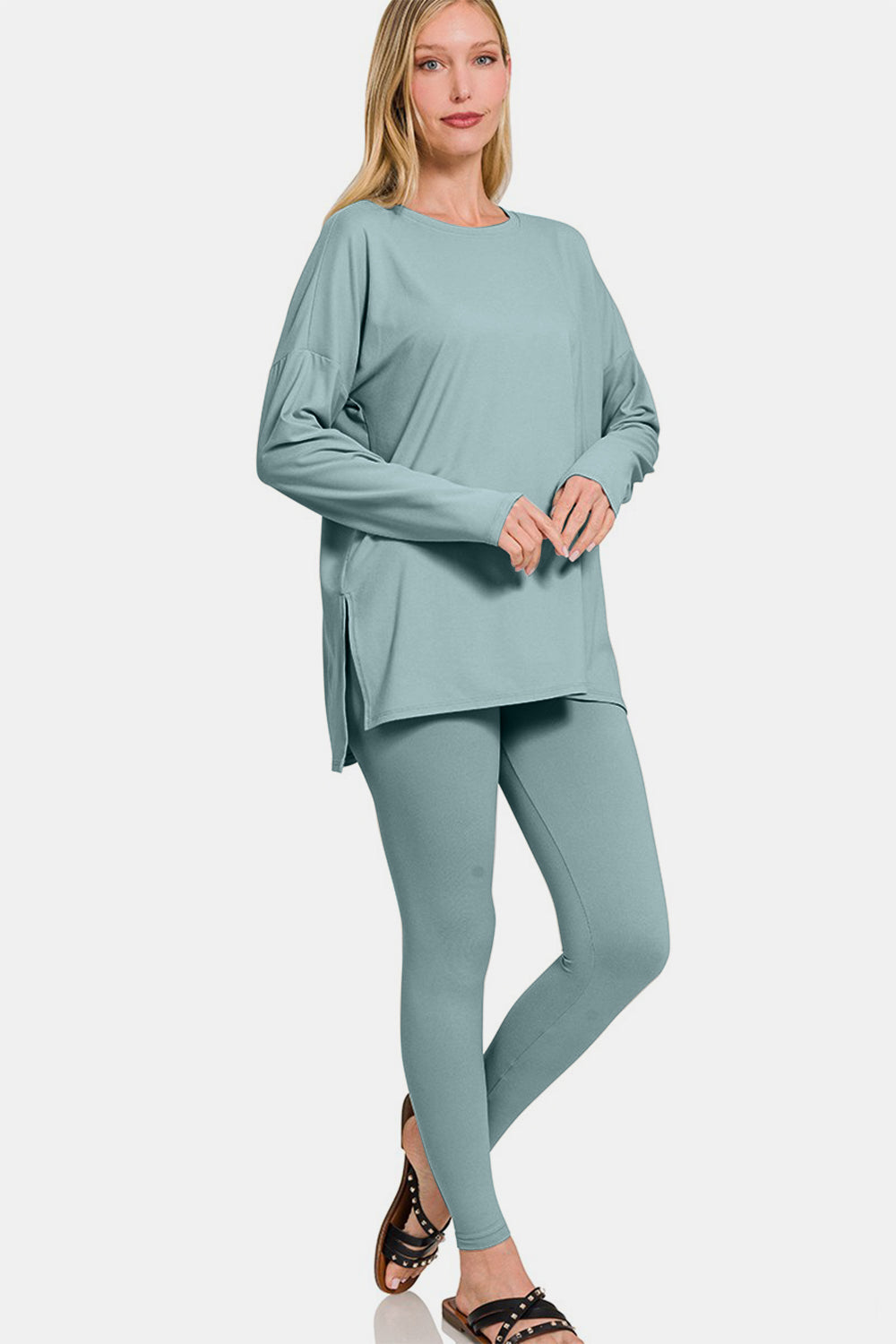 Zenana Full Size Brushed Microfiber Top and Leggings Lounge Set Zenana Full Size Brushed Microfiber Top and Leggings Lounge Set - TopFashionHQ