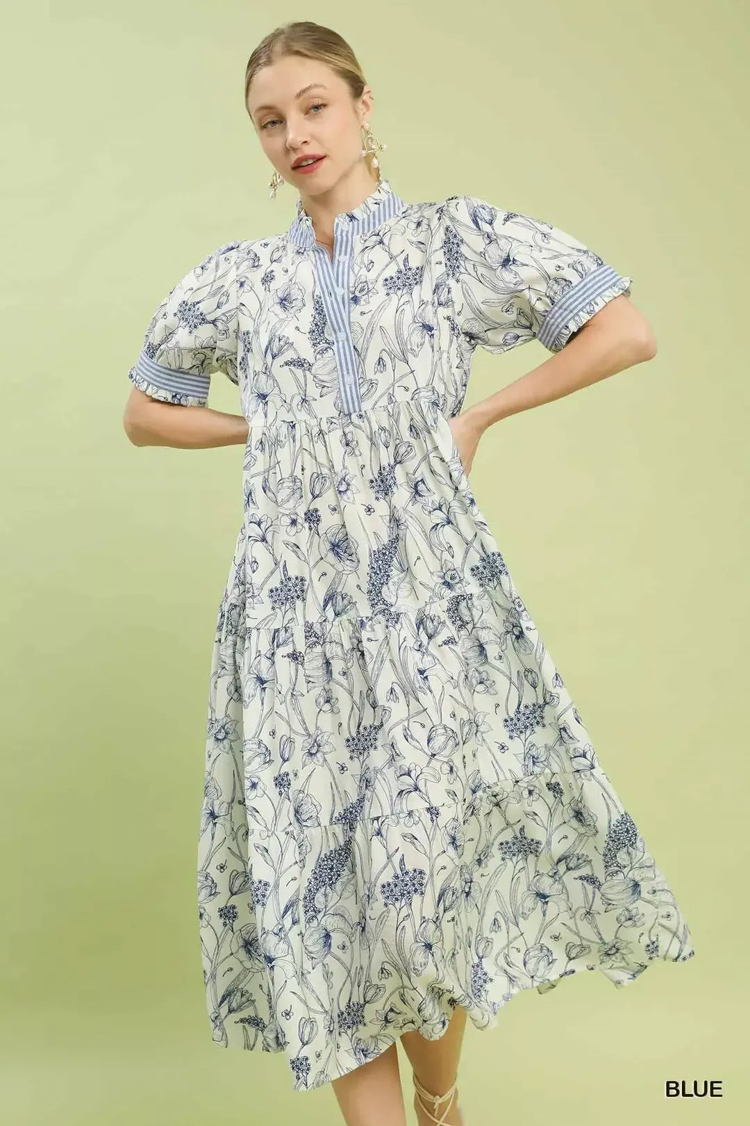 Umgee Floral Tiered Midi Dress with Ruffle Trim 94bf2ea6-da8e-40b7-87a5-f08f024bfae6-Max-Origin
