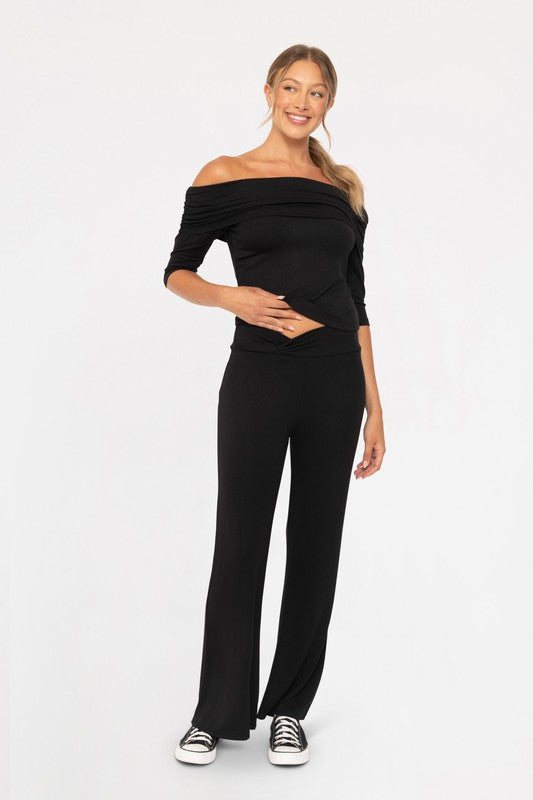Mono B Cross Pleat Flare Pants Mono B Cross Pleat Flare Pants - TopFashionHQ