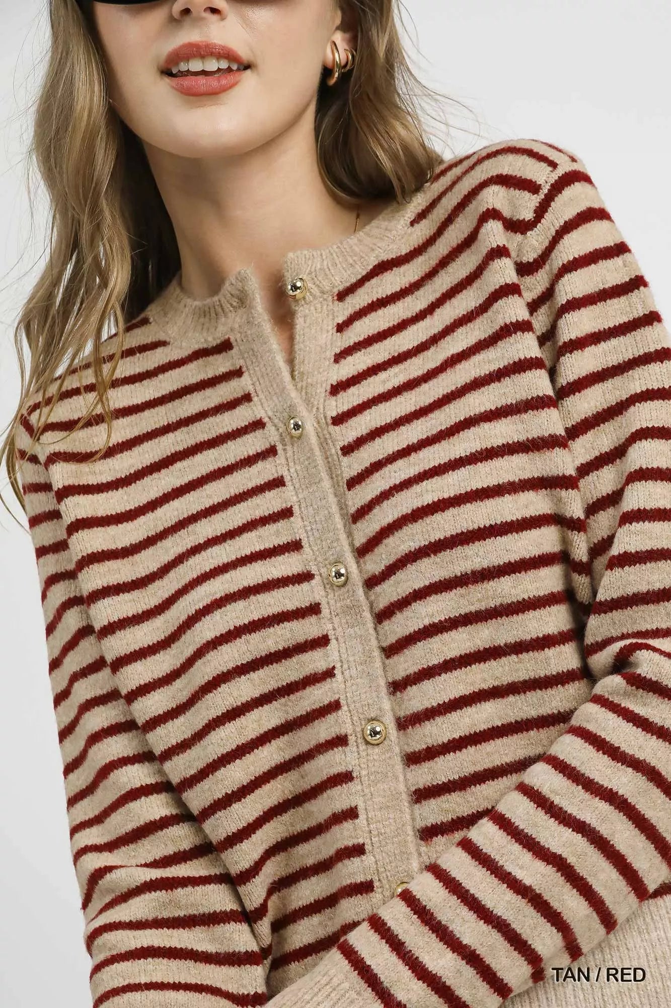 Umgee Striped Button-Up Knit Cardigan 951ed576-7905-4e23-afba-3e298428c9c6-Max-Origin