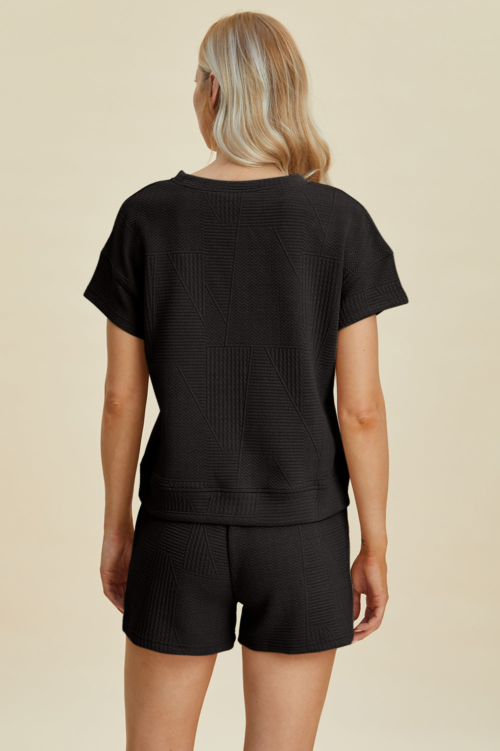 Double Take Full Size Texture Short Sleeve Top and Shorts Set Double Take Full Size Texture Short Sleeve Top and Shorts Set