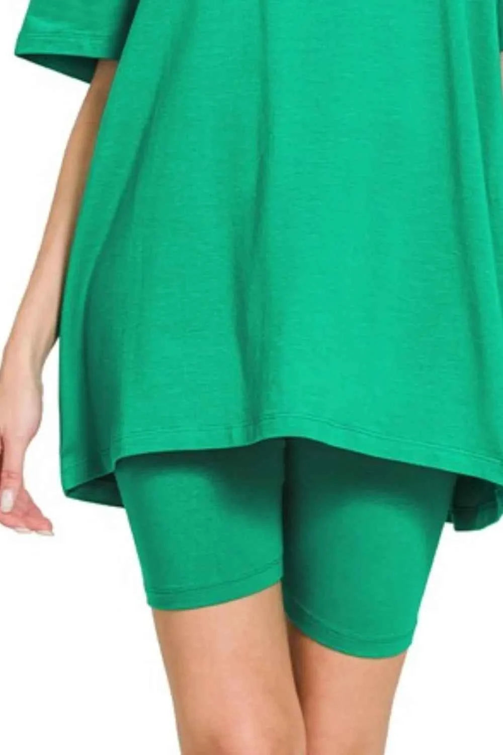 Zenana Cotton Round Neck Top & Biker Shorts Zenana Cotton Round Neck Top & Biker Shorts
