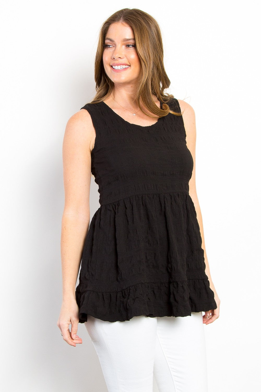 Be Stage Ruffled Sleeveless Babydoll Top Be Stage Ruffled Sleeveless Babydoll Top - TopFashionHQ