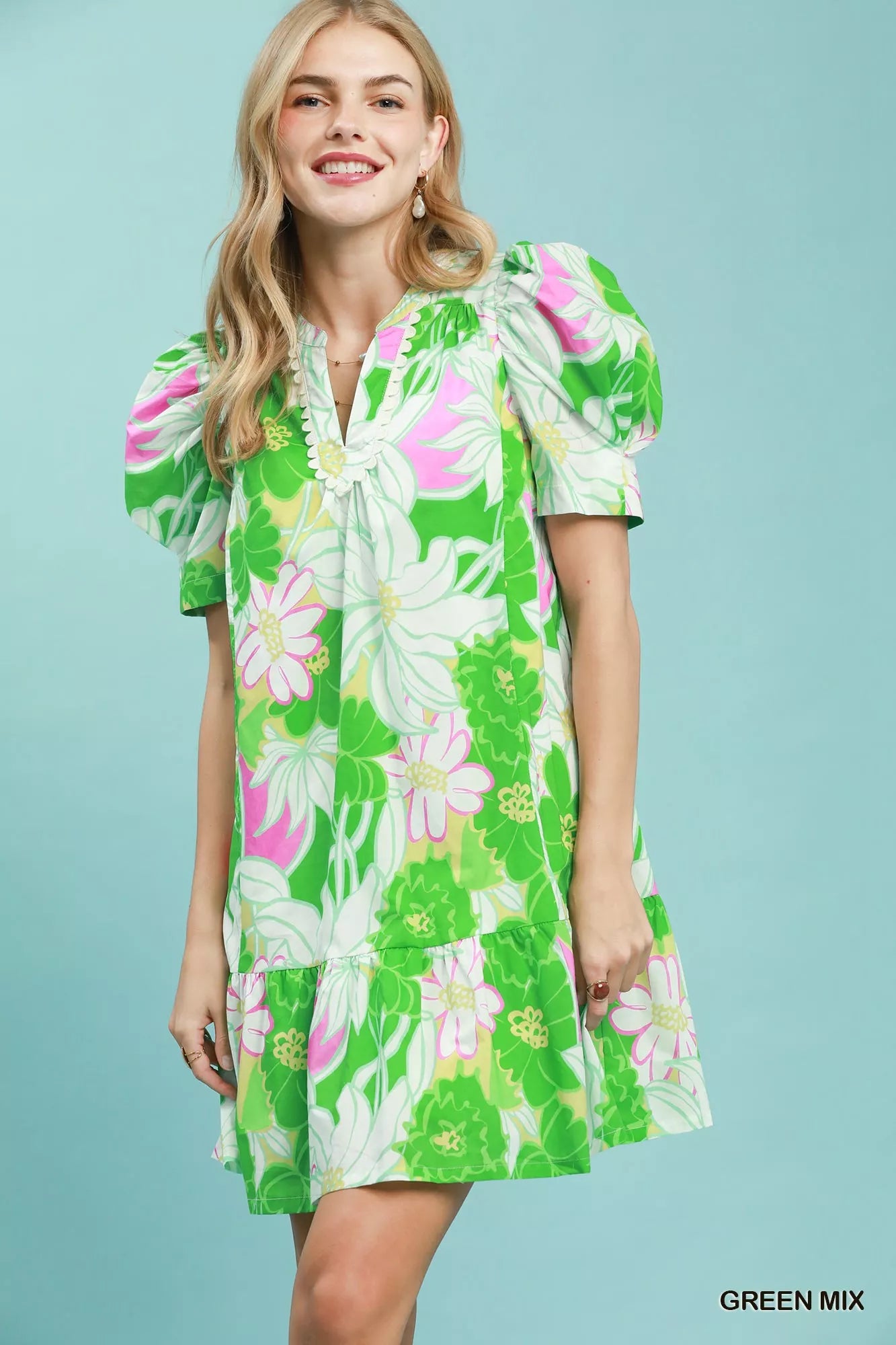 Umgee Floral Puff Sleeve Tiered Mini Dress 965022c3-e0f1-4cef-9f88-11913595fc90-Max-Origin