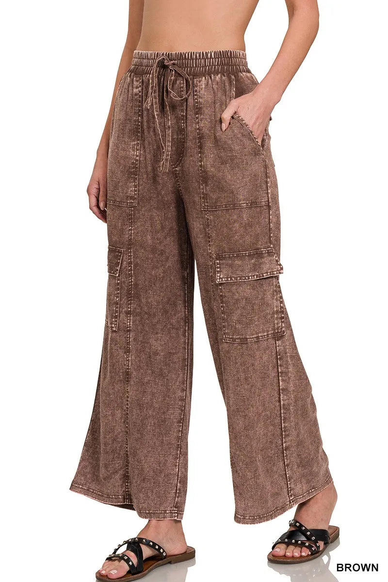 Zenana Washed Linen Elastic Band Waist Cargo Pants 96c3fb850c494a1791d0ab3995c668b7-Max-Origin