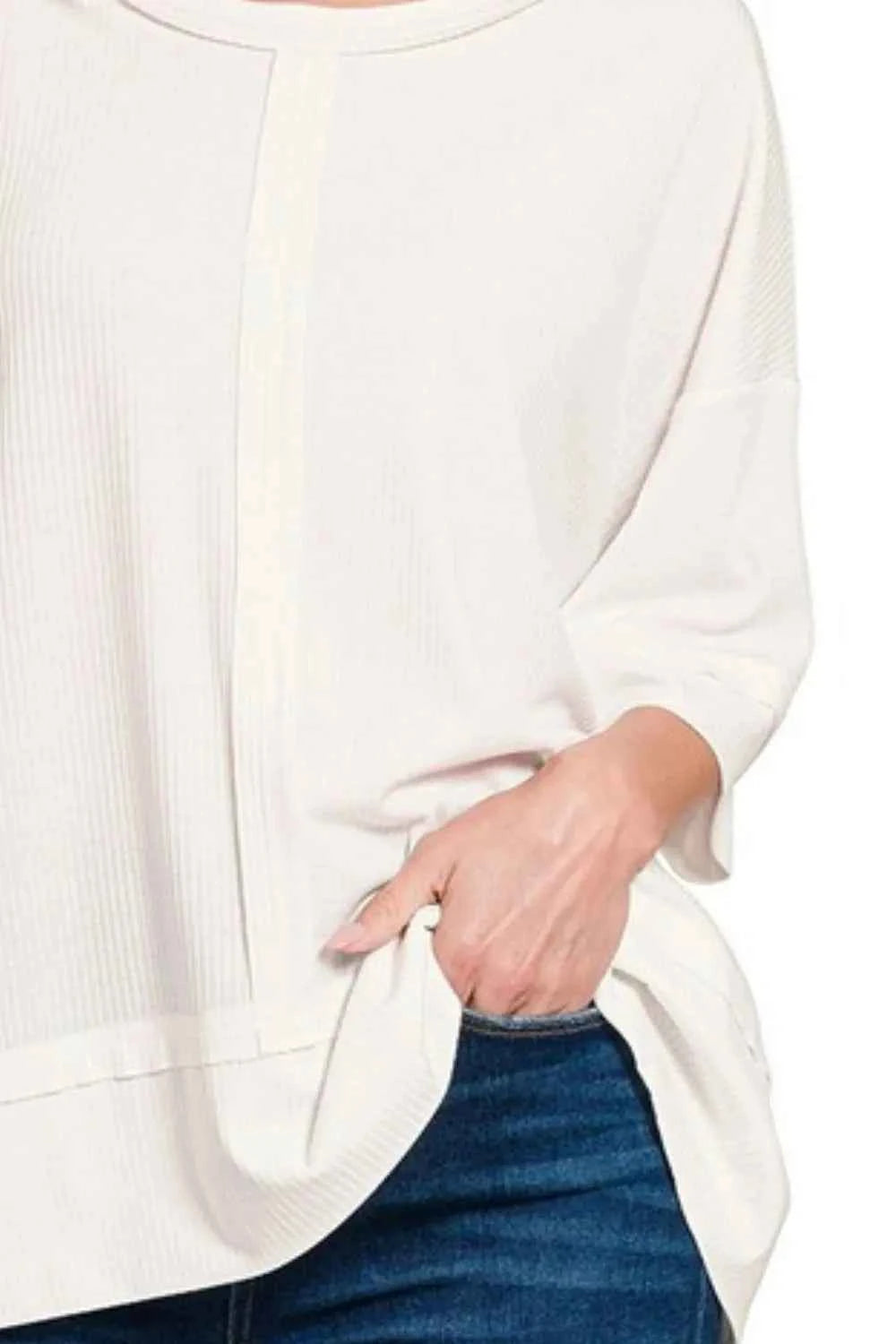 Zenana Ribbed Boat Neck 3/4 Sleeve Top Zenana Ribbed Boat Neck 3/4 Sleeve Top