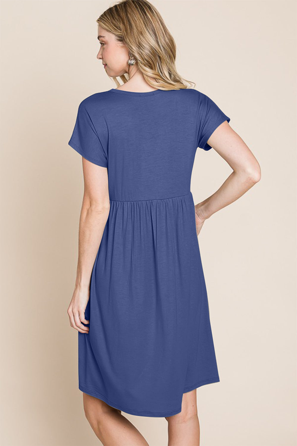 BOMBOM V-Neck Short Sleeve Dress BOMBOM V-Neck Short Sleeve Dress - TopFashionHQ
