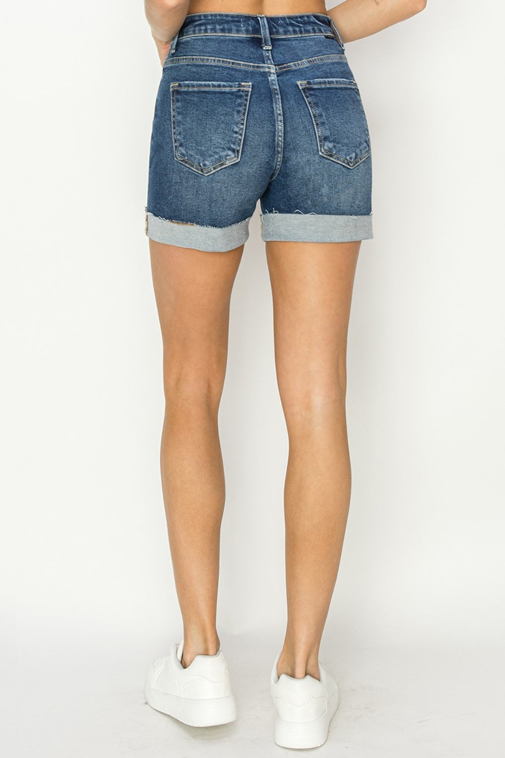 RISEN High Rise Cuffed Denim Shorts RISEN High Rise Cuffed Denim Shorts - TopFashionHQ