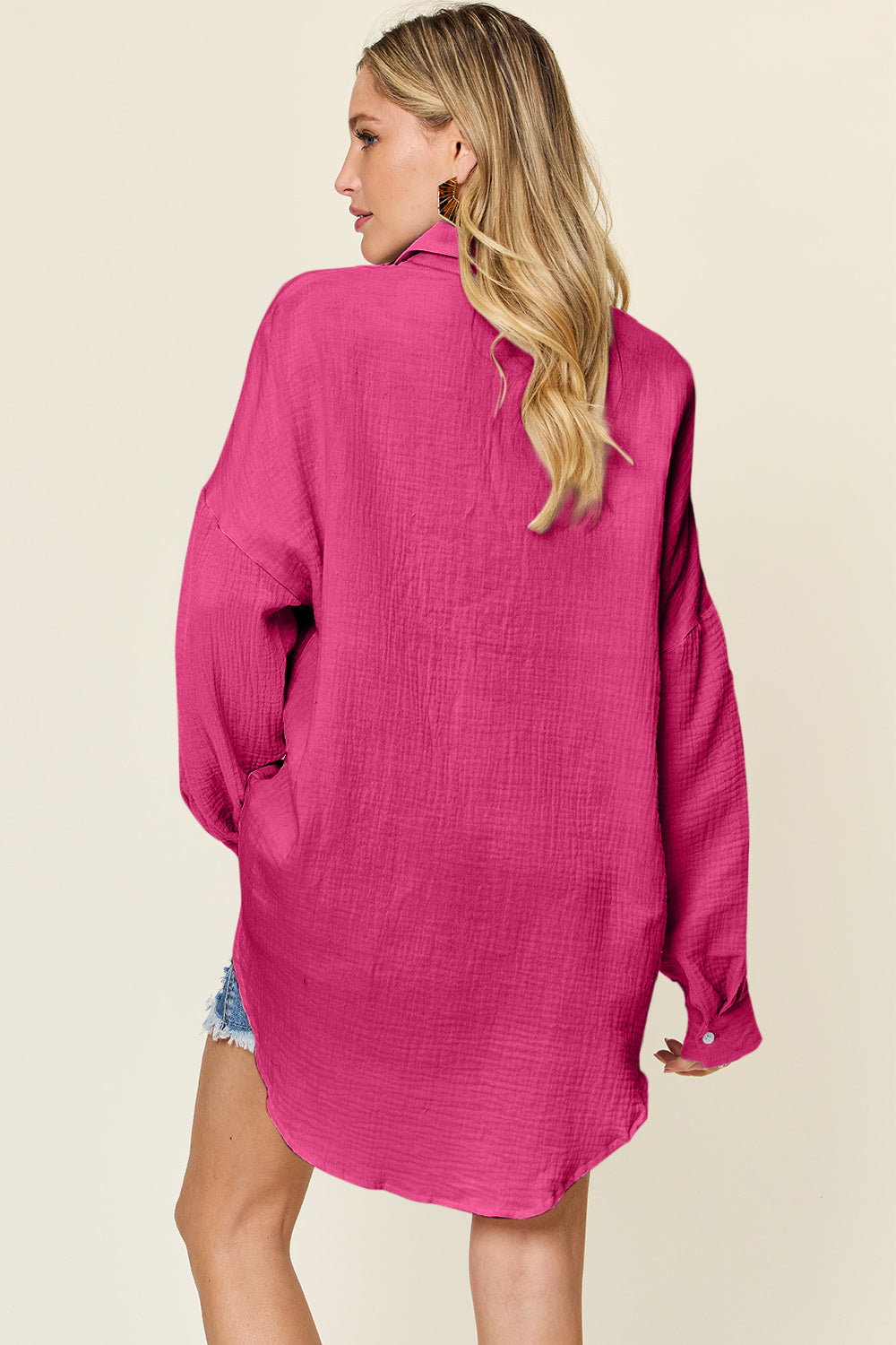 Double Take Full Size Pocketed Texture Button Up Shirt Double Take Full Size Pocketed Texture Button Up Shirt