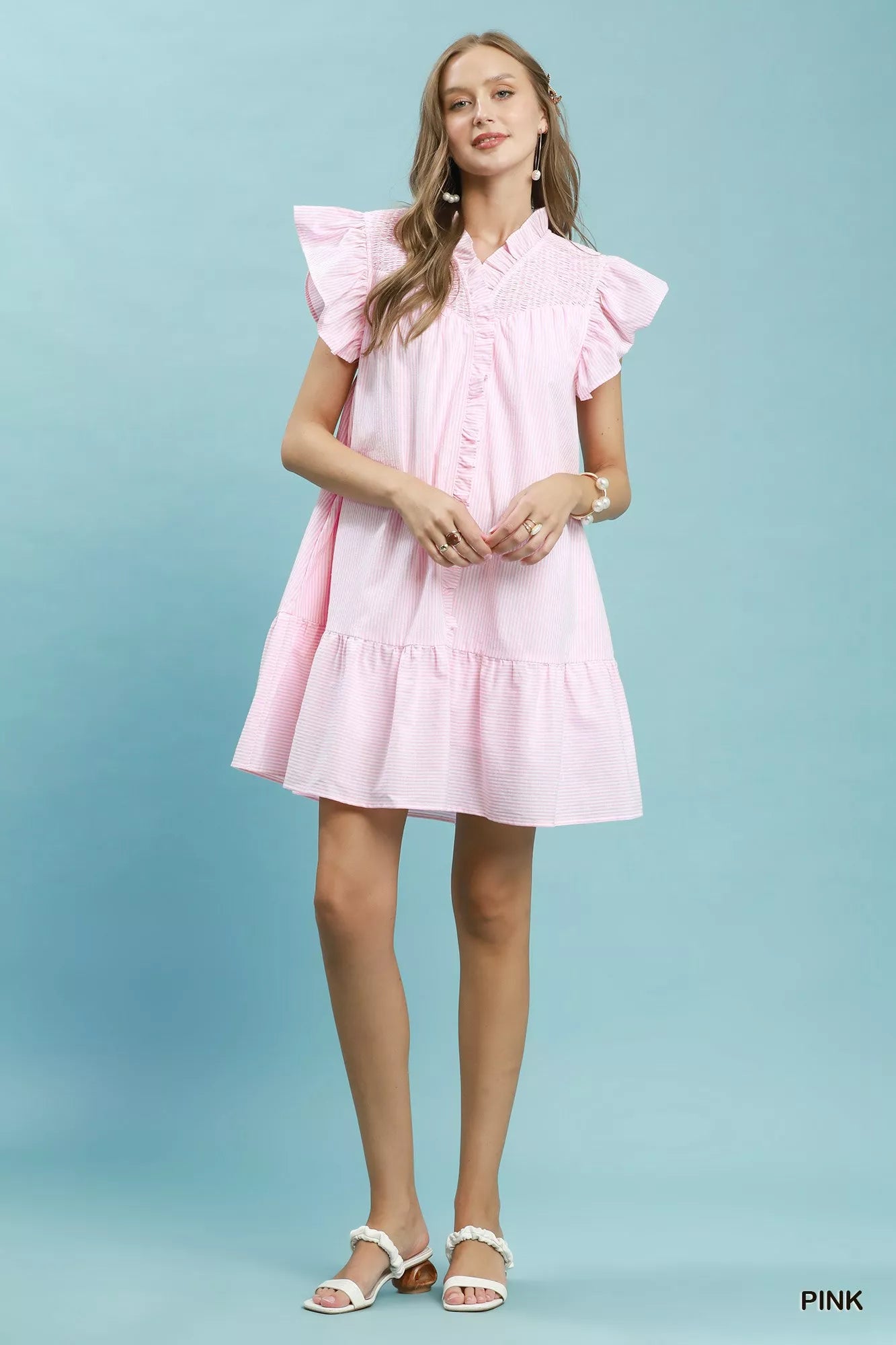 Umgee Stripe Smocked Yoke Ruffle Dress 976a136b-33aa-490b-8005-da60e5f9f4e2-Max-Origin