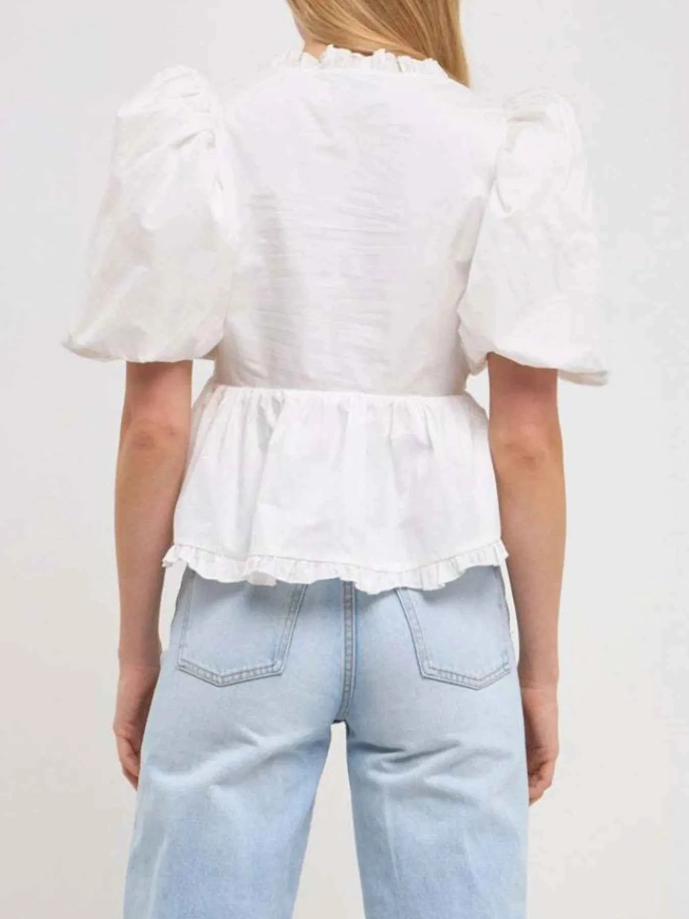 Puff Sleeve Peplum Blouse Puff Sleeve Peplum Blouse