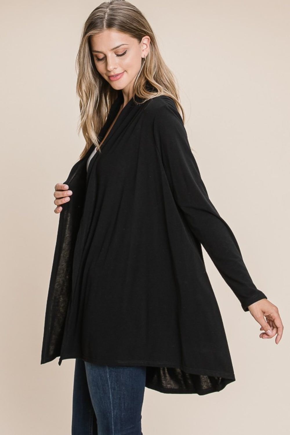 BOMBOM Open Front Long Sleeve Cardigan BOMBOM Open Front Long Sleeve Cardigan - TopFashionHQ