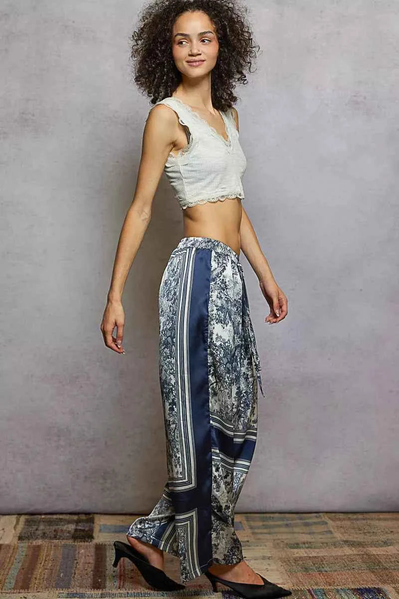 POL Floral Printed Woven Wide Leg Drawstring Pants POL Floral Printed Woven Wide Leg Drawstring Pants