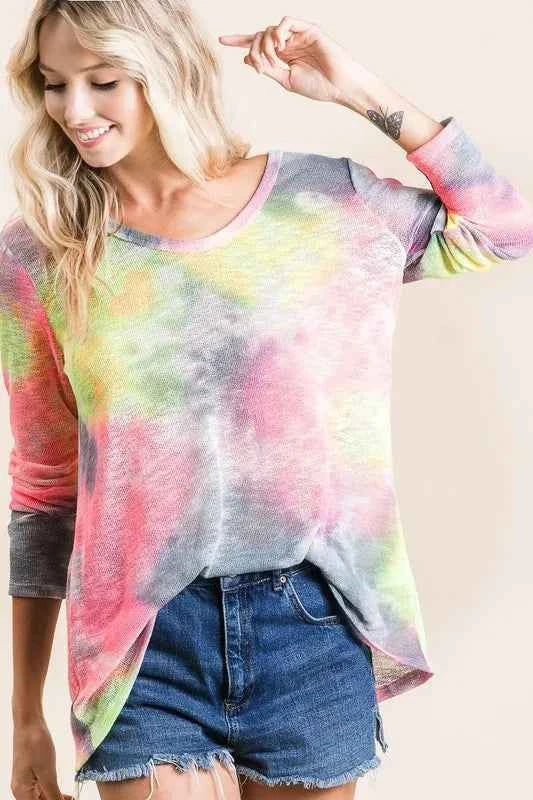 BiBi Tie Dye Print Low Gauge Knit Top BiBi Tie Dye Print Low Gauge Knit Top