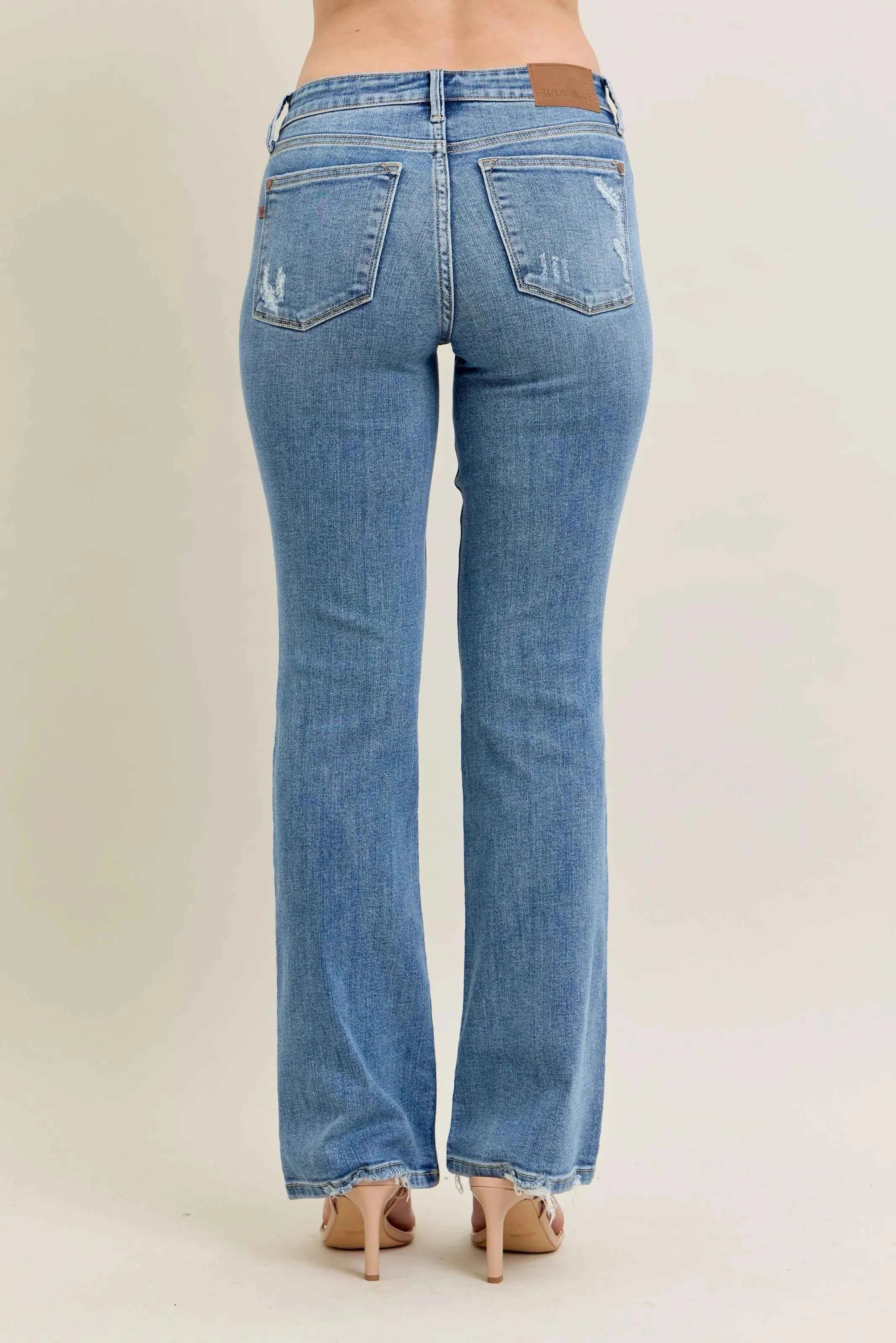 Judy Blue Full Size Mid Rise Wash Destroy Hem Bootcut Jeans Plus Size Judy Blue Full Size Mid Rise Wash Destroy Hem Bootcut Jeans Plus Size