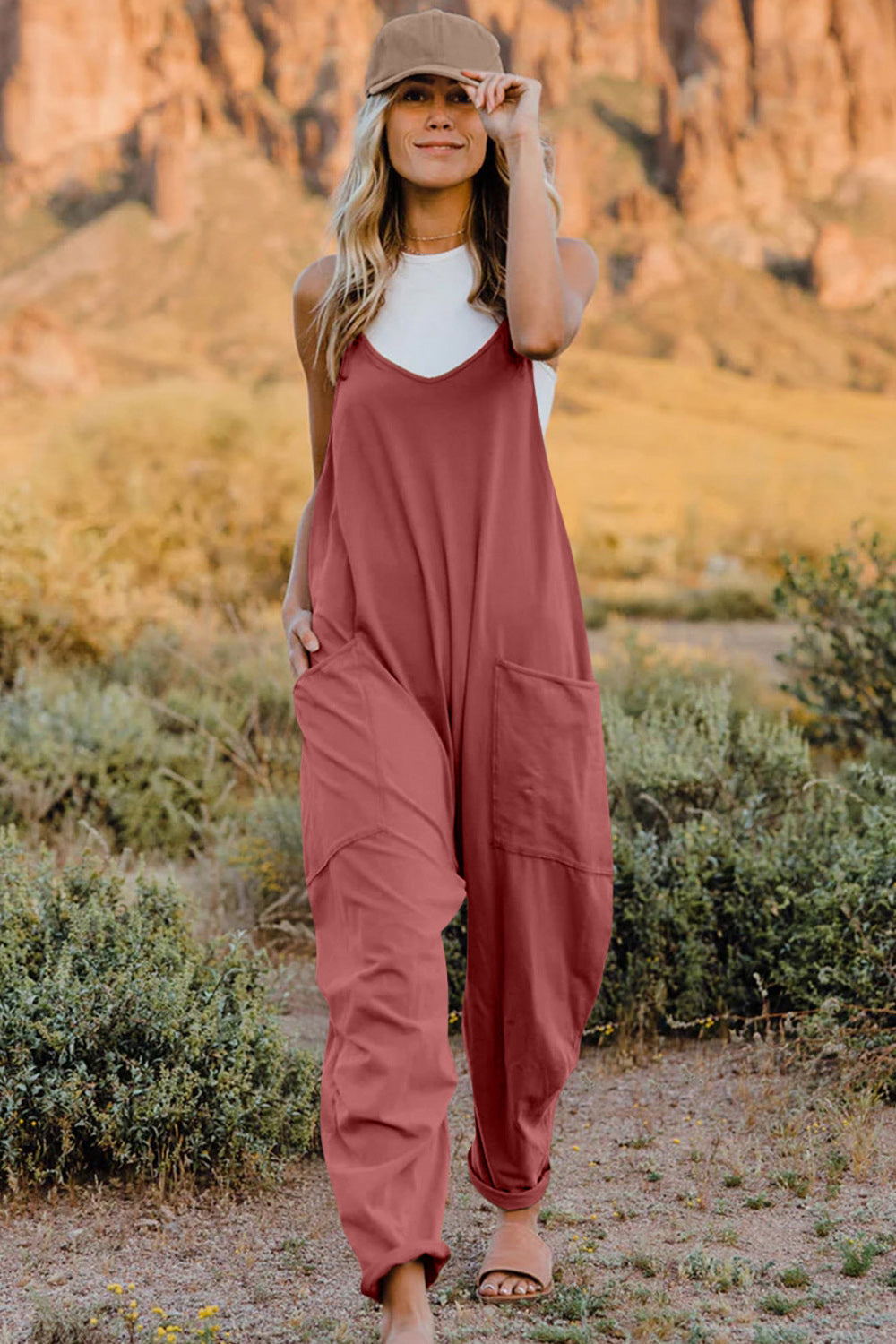Double Take Full Size V-Neck Sleeveless Jumpsuit with Pockets 98ce12bf-1e73-497b-bcb0-3f2c448561c3-Max