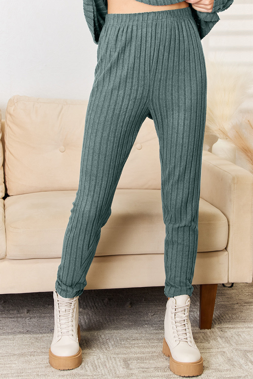 Basic Bae Full Size Notched Long Sleeve Top and Pants Set Basic Bae Full Size Notched Long Sleeve Top and Pants Set - TopFashionHQ