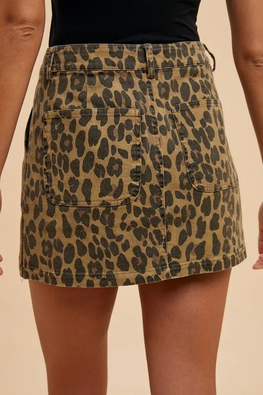 Annie Wear Leopard Denim Mini Skirt 994da105-a937-49ea-a323-841a0d9562c6-Max