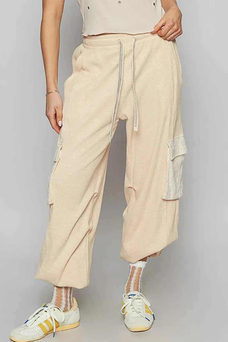 POL Drawstring Lace Pocket Patch Joggers POL Drawstring Lace Pocket Patch Joggers