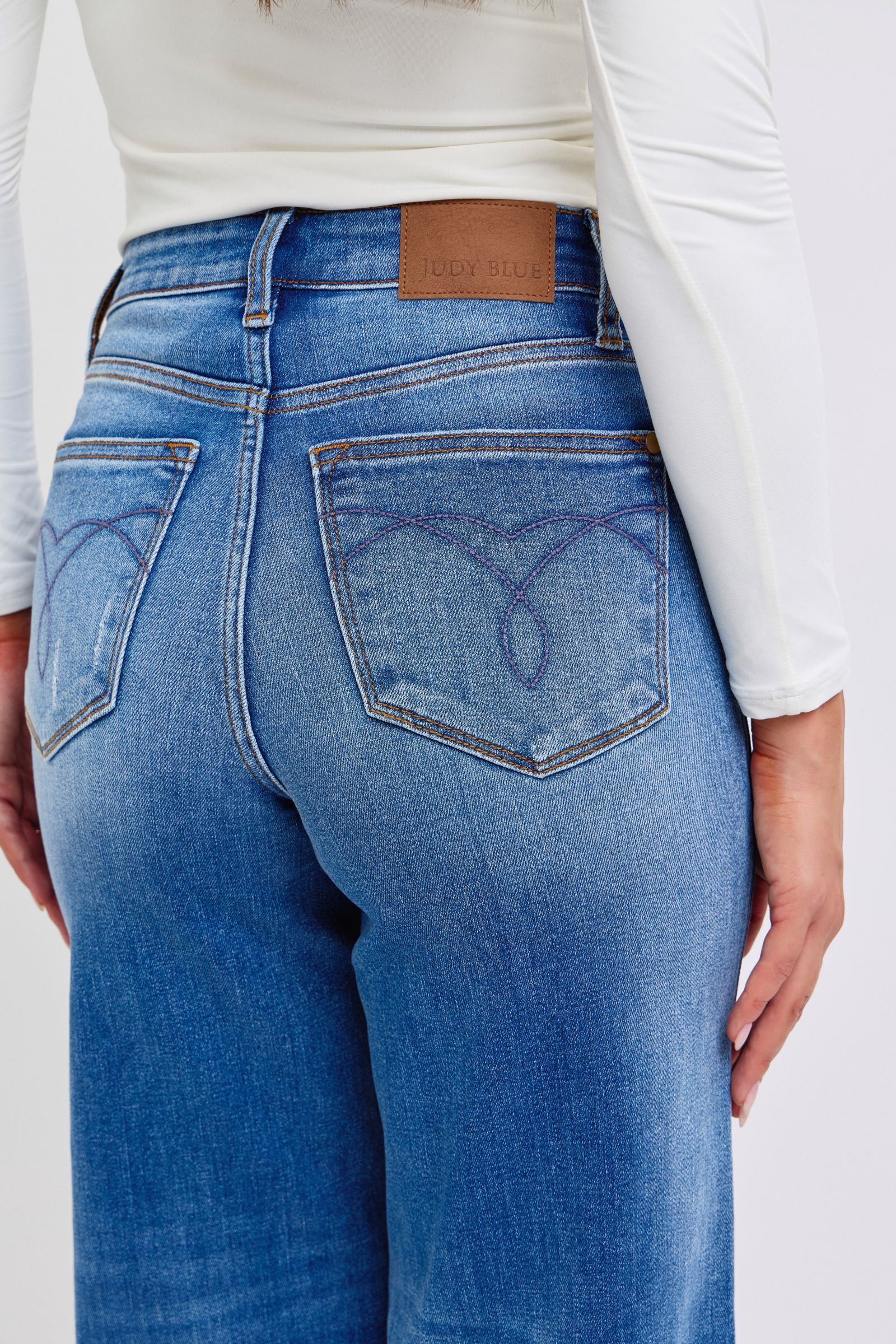 Judy Blue Full Size Distressed High Waist Wide Leg Jeans Judy Blue Full Size Distressed High Waist Wide Leg Jeans - TopFashionHQ