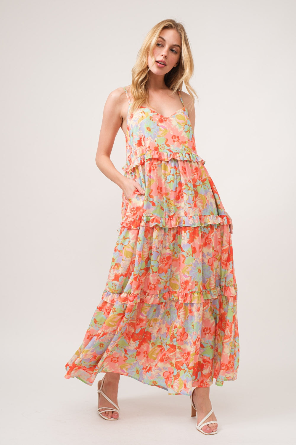 And The Why Floral Ruffled Tiered Maxi Cami Dress And The Why Floral Ruffled Tiered Maxi Cami Dress - TopFashionHQ