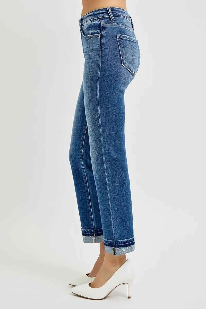 RISEN Mid Rise Ankle Straight Cuffed Jeans RISEN Mid Rise Ankle Straight Cuffed Jeans