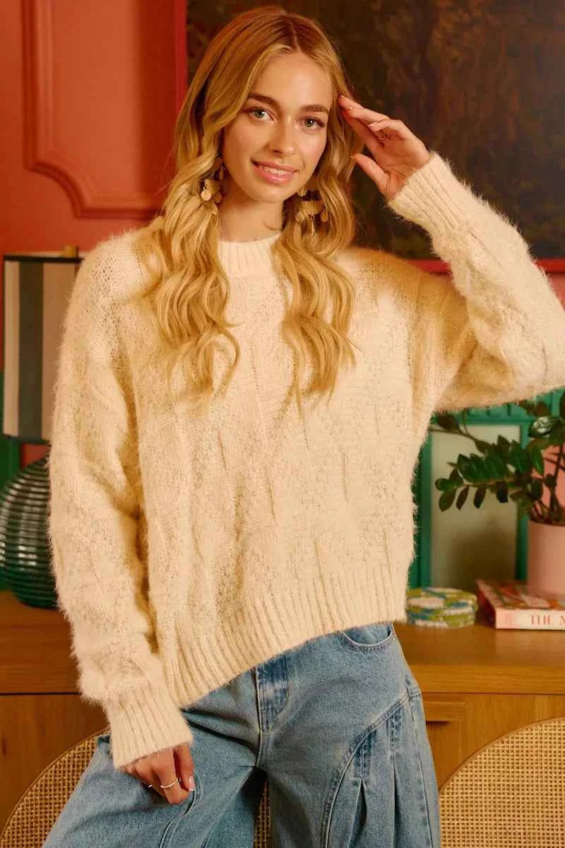 BiBi Checker Board Drop Shoulder Sweater BiBi Checker Board Drop Shoulder Sweater