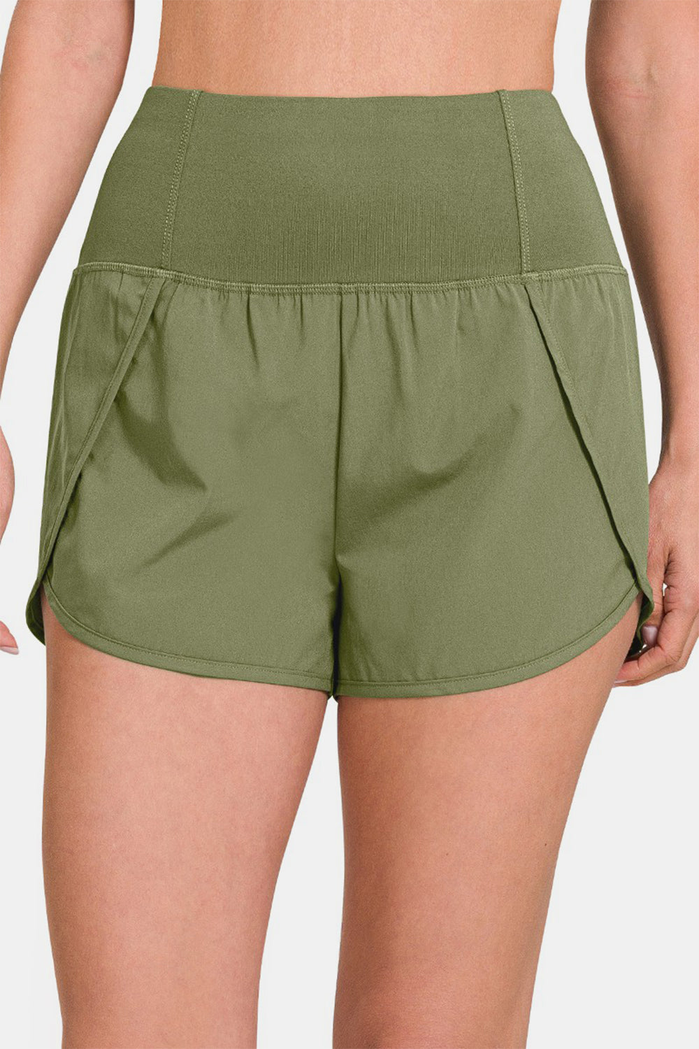 Zenana High-Waisted Zippered Back Pocket Active Shorts Zenana High-Waisted Zippered Back Pocket Active Shorts - TopFashionHQ