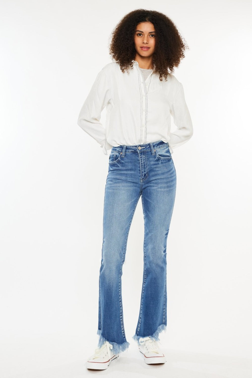 Kancan High Rise Frayed Hem Jeans Kancan High Rise Frayed Hem Jeans - TopFashionHQ