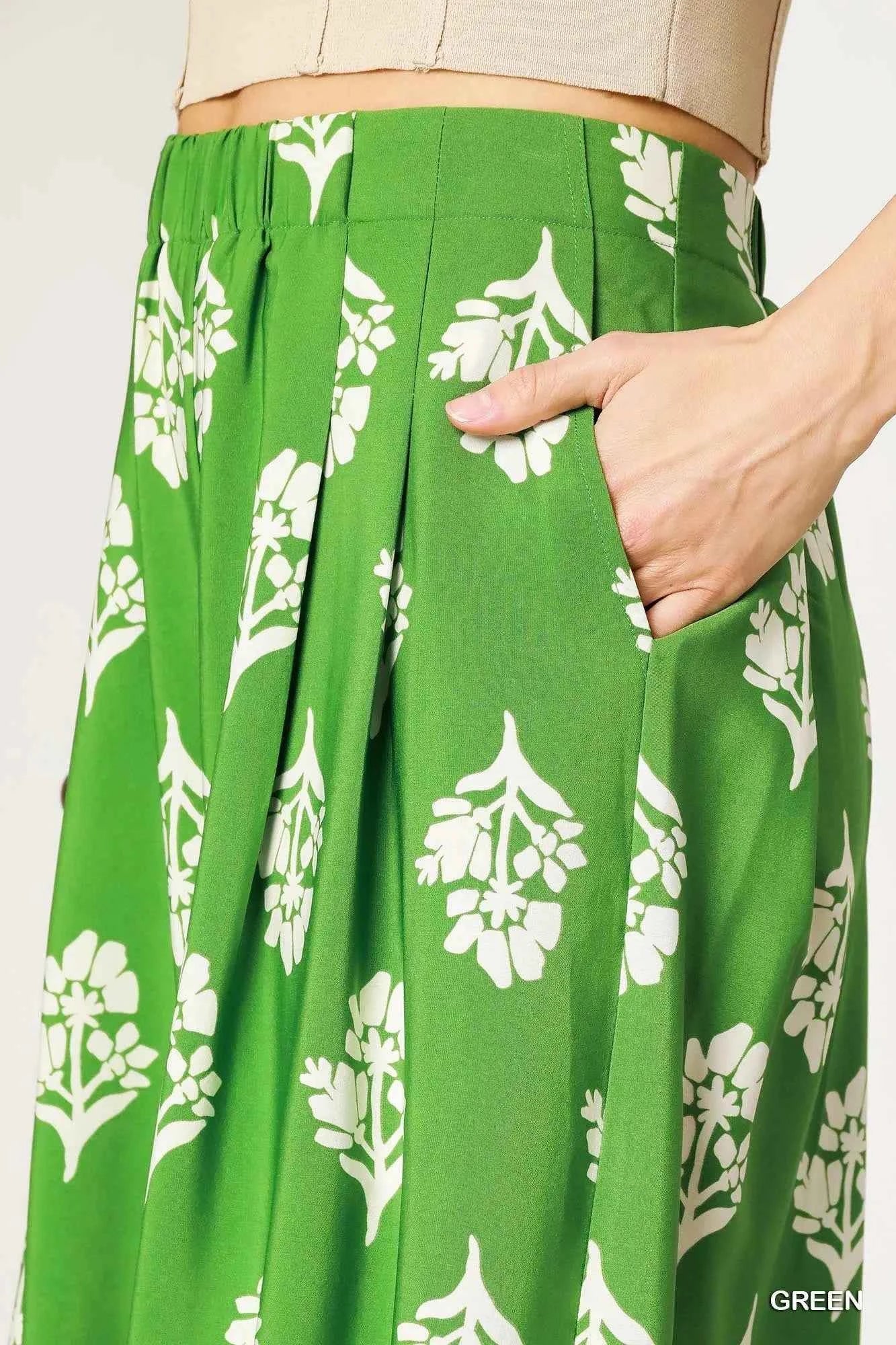 Umgee Floral Pleated Wide-Leg Pants Umgee Floral Pleated Wide-Leg Pants