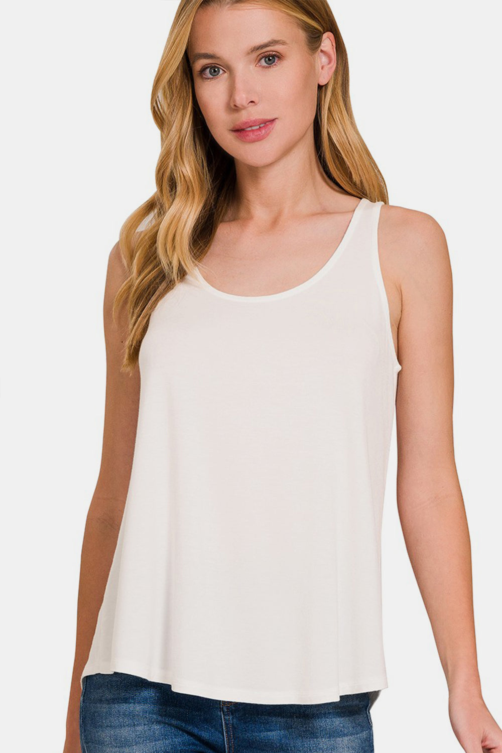 Zenana Round Neck Flowy Hem Tank Zenana Round Neck Flowy Hem Tank - TopFashionHQ
