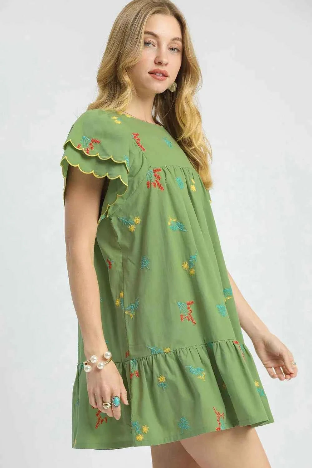 Umgee Floral Embroidered Short Sleeve Mini Dress Umgee Floral Embroidered Short Sleeve Mini Dress