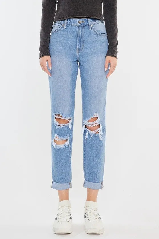 Kancan High Rise Distressed Mom Jeans 9b614e3541124811acc655c6004bd549-Max-Origin