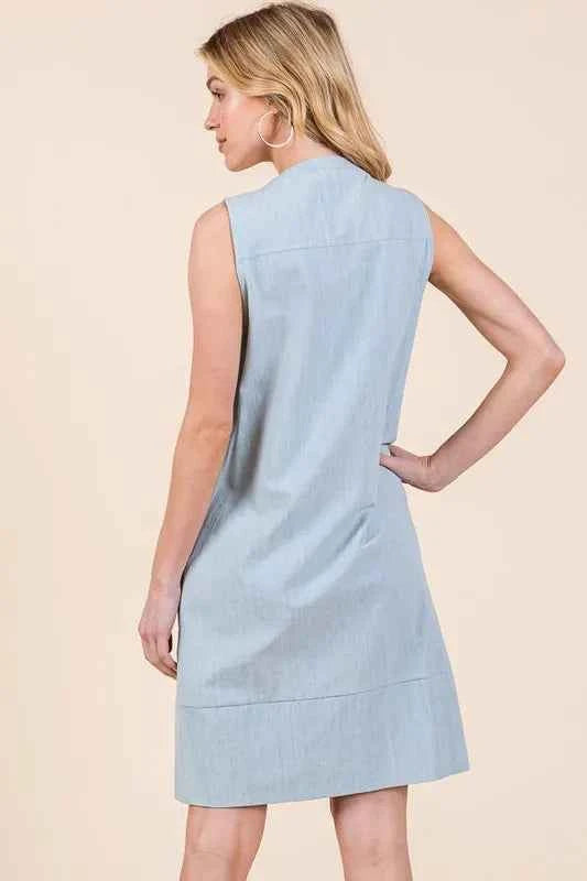 Lime 'N' Chili Denim Pintuck Detail Sleeveless Midi Dress Lime 'N' Chili Denim Pintuck Detail Sleeveless Midi Dress