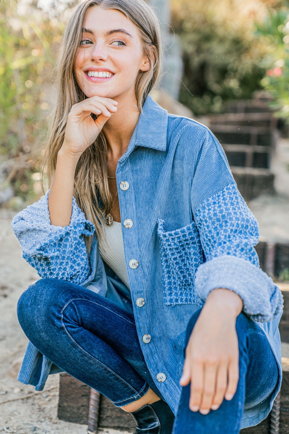 And The Why Button Down Corduroy Contrast Texture Long Sleeve Shacket And The Why Button Down Corduroy Contrast Texture Long Sleeve Shacket