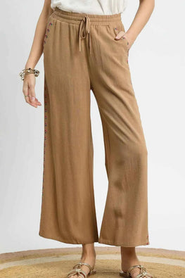 Umgee Wide Leg Drawstring Pants