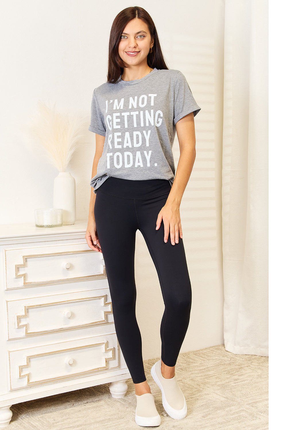 Simply Love I'M NOT GETTING READY TODAY Graphic T-Shirt Simply Love I'M NOT GETTING READY TODAY Graphic T-Shirt - TopFashionHQ