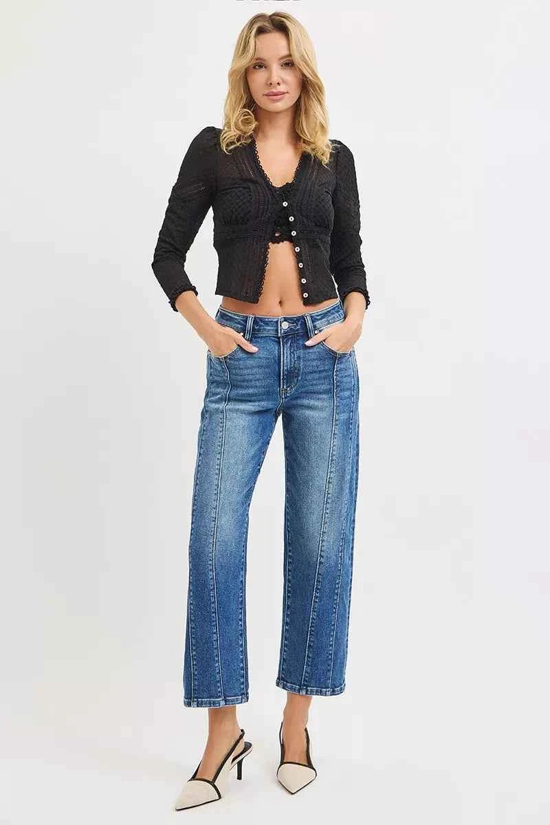 RISEN High Rise Crop Straight Jeans RISEN High Rise Crop Straight Jeans