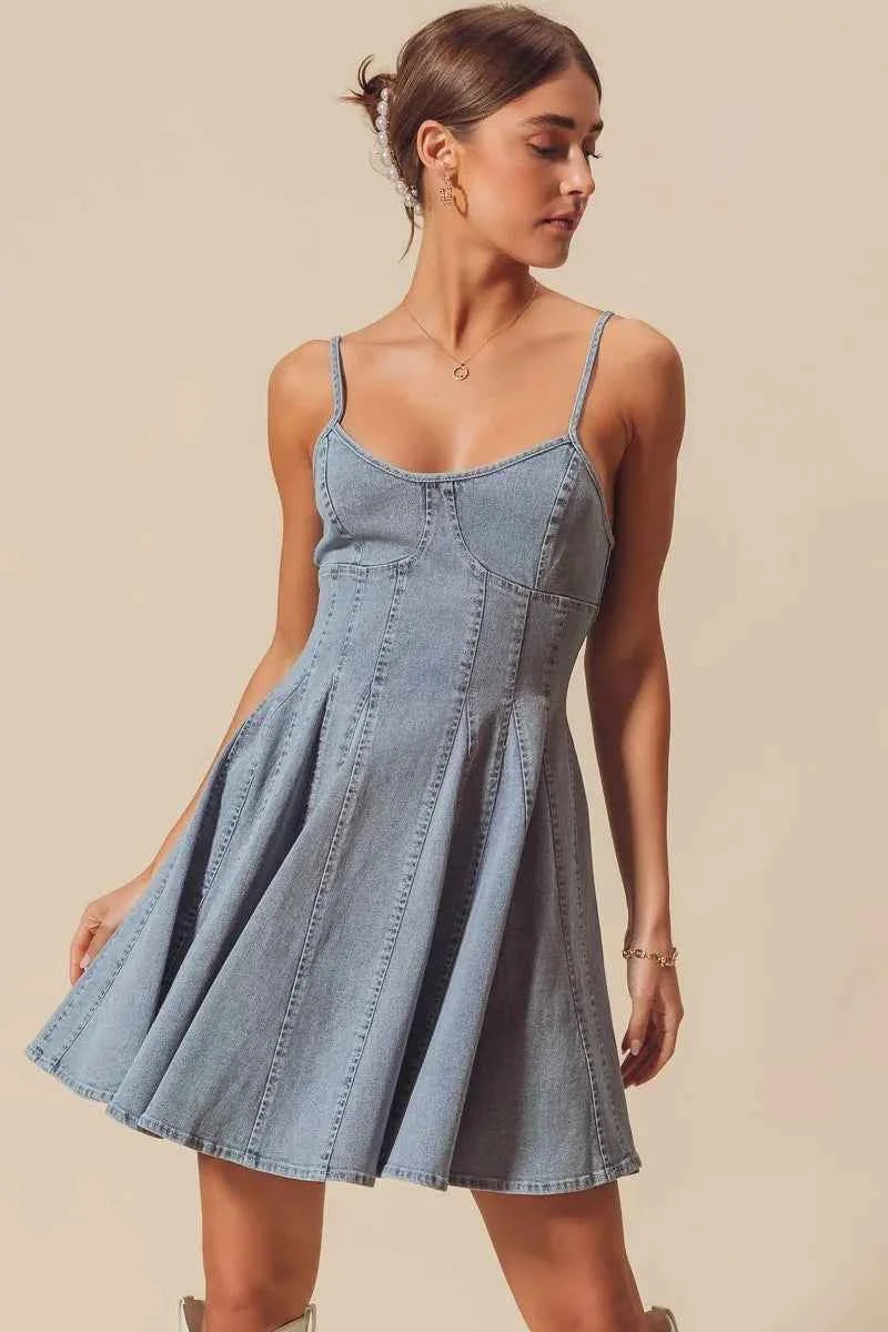 SO ME A Line Fit and Flare Denim Mini Dress SO ME A Line Fit and Flare Denim Mini Dress