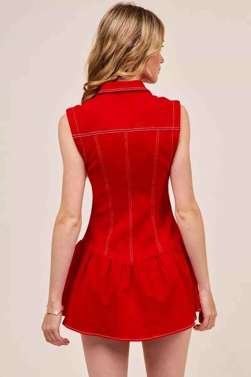 SO ME Button Down Sleeveless Collared Game Day Mini Dress SO ME Button Down Sleeveless Collared Game Day Mini Dress