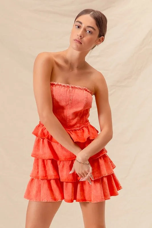 SO ME Strapless Ruffle Layered Game Day Cheer Up Dress 9dfc7cd127504a4e991f7f9aa540fba6-Max-Origin