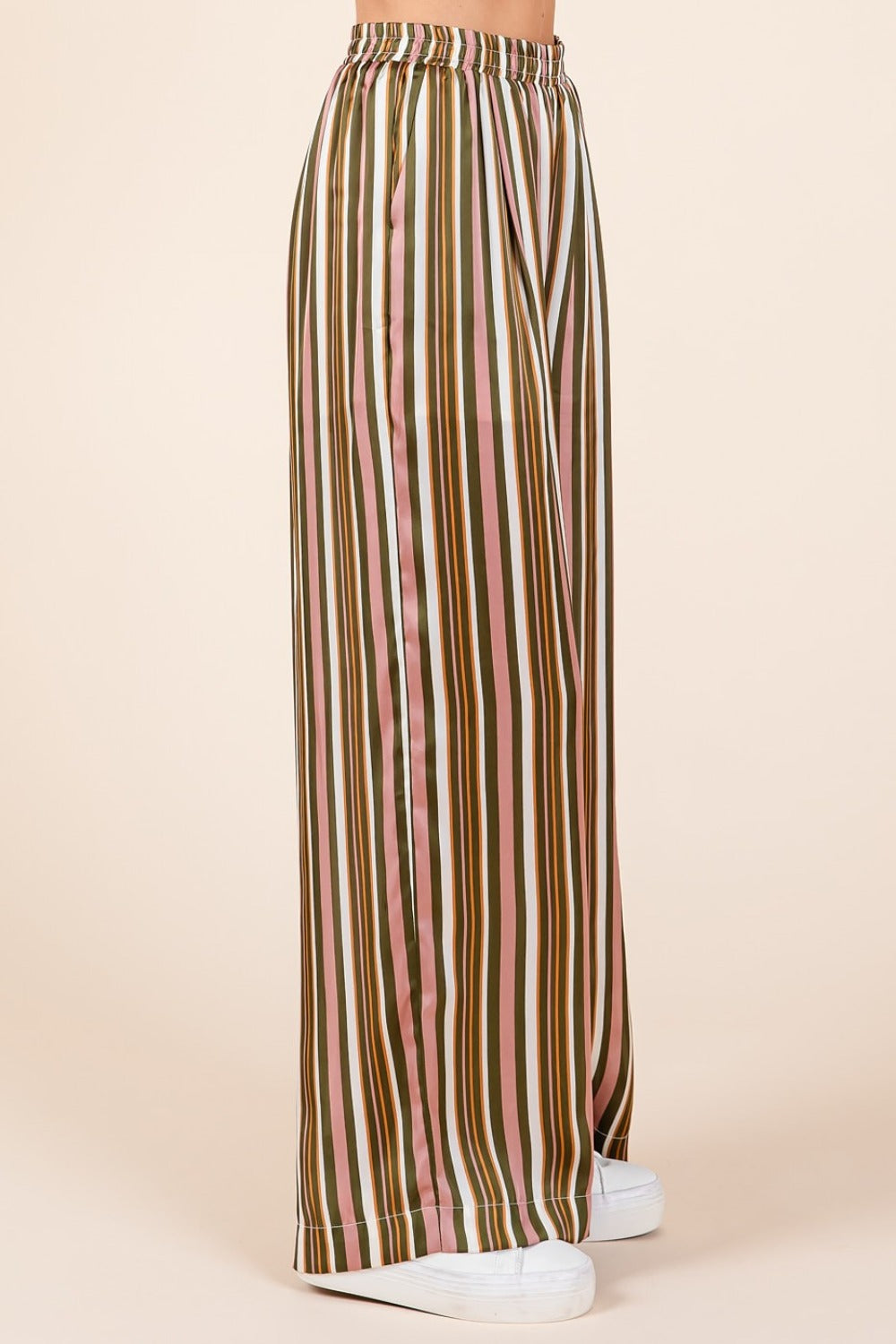 Mittoshop Striped Satin Elastic Waist Wide Leg Pants Mittoshop Striped Satin Elastic Waist Wide Leg Pants